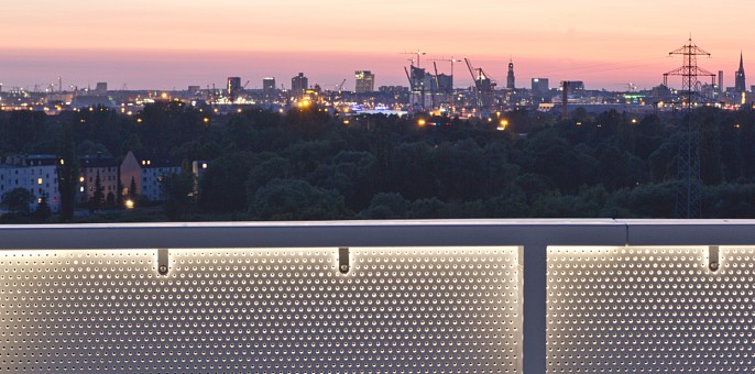 More than 1000 perforated sheets create a decorative and safe railing